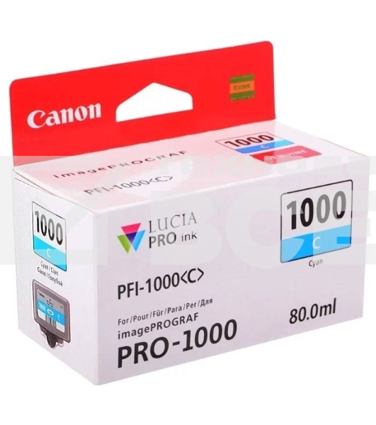 Картридж струйный Canon PFI-1000 C для IJ SFP PRO-1000 WFG. Голубой. 80 мл.