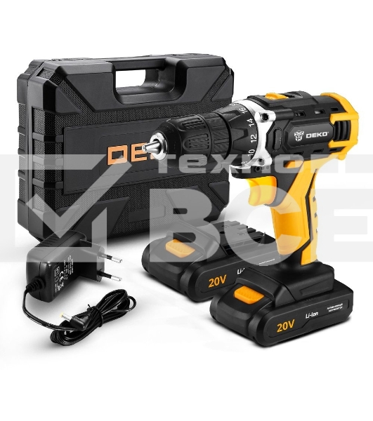 Дрель-шуруповерт Deko DKCD20FU-Li 063-4093, Аккумуляторная, 20 В, Кейс