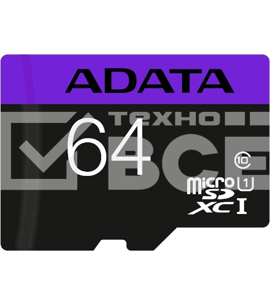 Флеш карта microSDXC 64GB ADATAUHS-1 CL10 (AUSDX64GUICL10-RA1) + SD adaptor