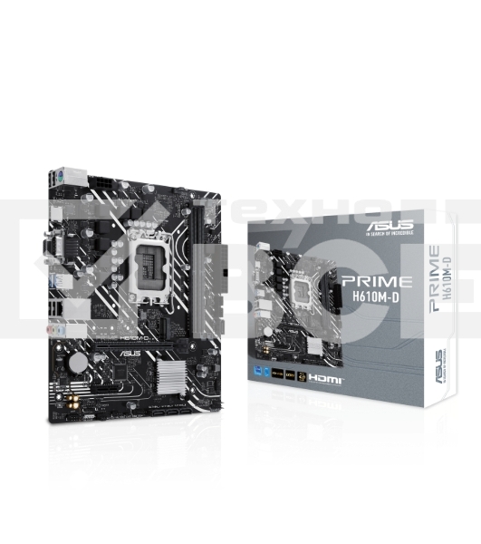 Материнская плата ASUS PRIME H610M-D, LGA 1700, Intel H610, 2xDDR5, 4xSATA, 1xM.2, 1xPCIe 4.0 x16, 1x1Gb LAN, 2xUSB-A 3.2 Gen 1, 4xUSB-A 2.0, 1xHDMI, 1xVGA, 3x3.5 мм, 1xRS-232, 7.1, mATX