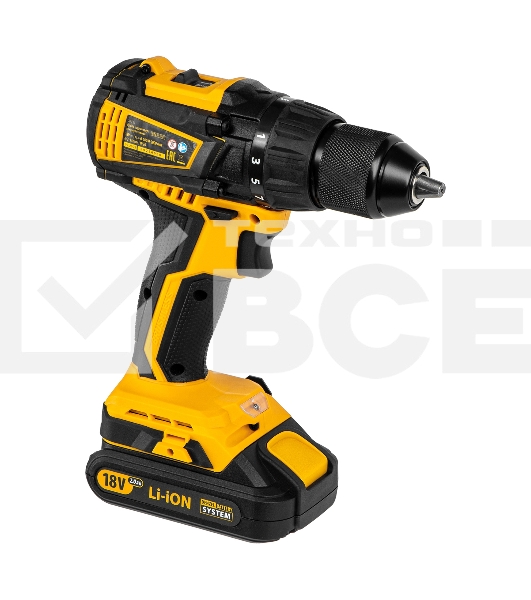 Дрель-шуруповерт аккумуляторная Denzel BLDL-IB-18-02, 18В, 2 АКБ, Кейс