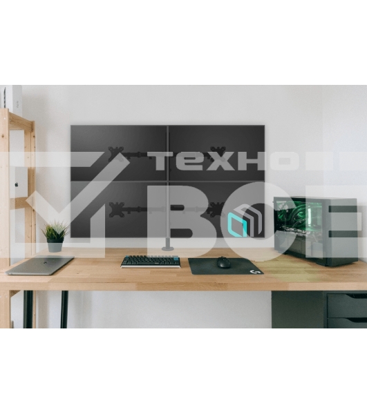 Кронштейн ONKRON D421E для четырех мониторов 13'-32' настольный, черный