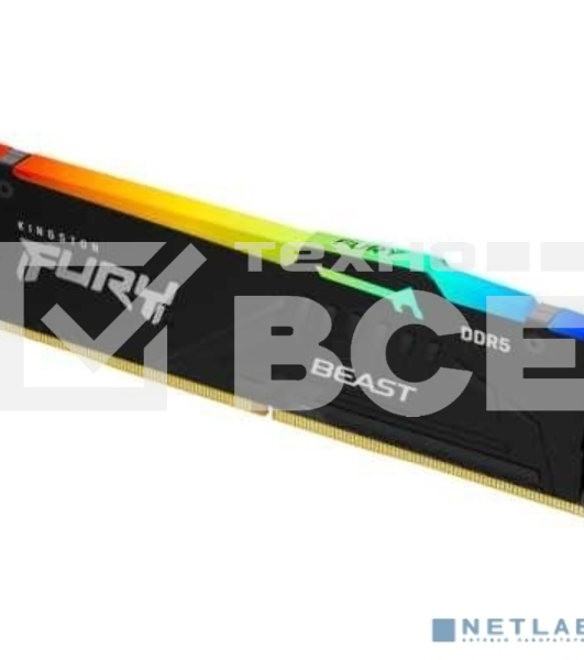 Оперативная память Kingston Fury Beast, DDR5, 32GB (1x32GB), 5600MHz, CL40, с радиатором, RGB, черный