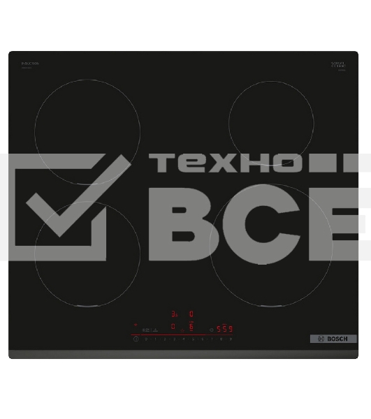 Индукционная варочная панель Bosch PIF631HB1E, 60 см, индукция, скошенные края, сенсорное управление, черный