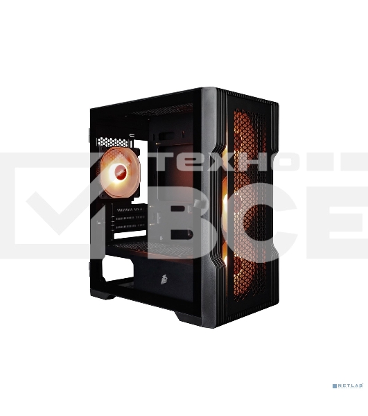 Компьютерный корпус 1STPLAYER TRILOBITE T3 Black / mATX, TG / 4x 120mm LED fans inc. / T3-BK-4F1