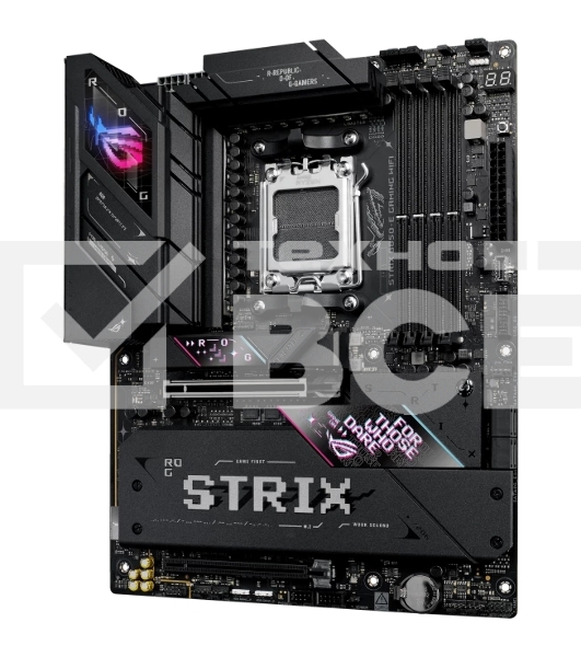 Материнская плата ASUS ROG STRIX B850-E GAMING WIFI, AM5, AMD B850, 4xDDR5, 4xSATA, 5xM.2, 1xPCI-E 5.0 x16, 1xPCI-E 4.0 x16, 1xRealtek 5Gb Ethernet, 1xUSB-C 4, 1xUSB-C 20Gbps, 6xUSB-A 10Gbps, 4xUSB-A 2.0, 3x3.5 мм, 7.1, ATX