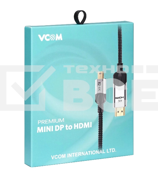 Кабель-переходник miniDisplayPort M-> HDMI M 4K@60Hz 1.8m VCOM