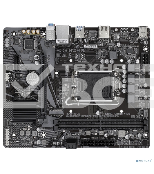 Материнская плата Gigabyte H610M K V2, LGA1700, Intel H610, 2xDDR5, 2xSATA, 1xM.2, 1xPCIe 4.0 x16, 1xPCIe 3.0 x1, 1xDP, 1xHDMI, 1x1Gb LAN, 2xUSB-A 5Gbps, 4xUSB-A 2.0, 3x3.5 мм, 7.1, mATX