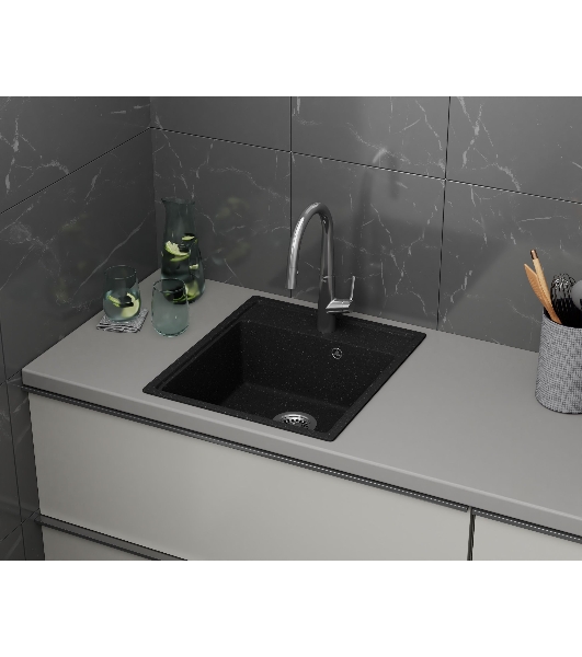 Мойка для кухни BAU Stil Pro 43х49, без выпуска, черный камень