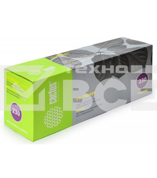 Картридж лазерный Cactus CS-TN230Y желтый (1400 стр.) для Brother HL-3040/3070, DCP-9010, MFC-9120/9320