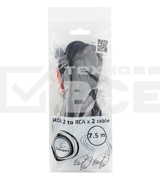 Кабель аудио Cablexpert CCA-2R2R-7.5M, 2xRCA - 2xRCA, 7,5м