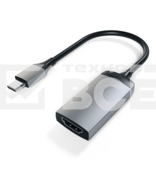 Адаптер Satechi Type-C to HDMI 4K 60HZ. Поддержка 4K/60Hz. Материал корпуса алюминий. Цвет серый космос.