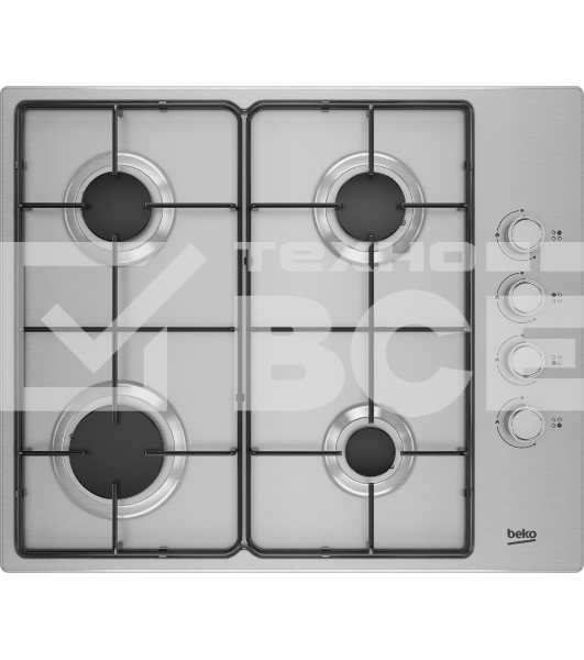 Встраиваемая газовая варочная поверхность Beko HIGG 641C3 SX, Нержавеющая сталь