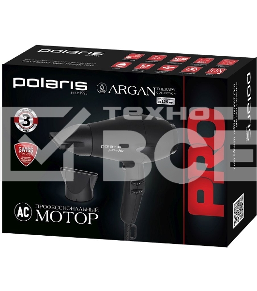 Фен  Polaris PHD2099ACi Argan Therapy PRO черный 2000Вт