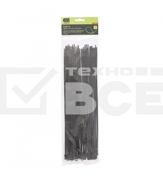 Хомуты Сибртех, 350 х 4,8 мм, пластиковые, черные, 50 шт.