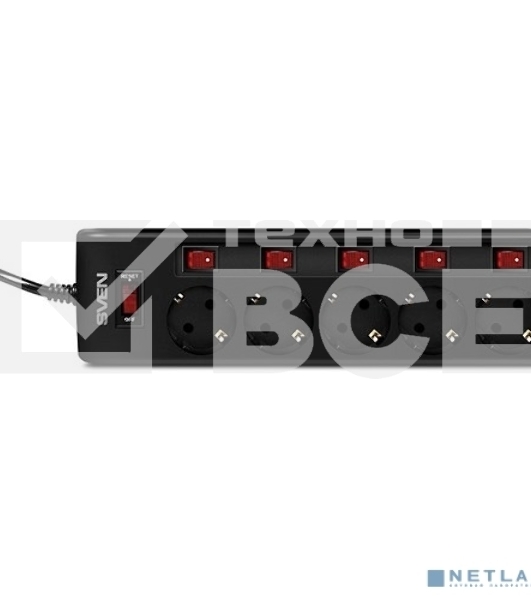 Сетевой фильтр Sven SF-05PL 1,8 м (5 розеток) черный 