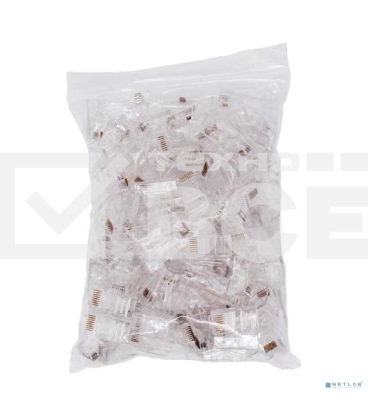 Коннектор RJ-45, Filum FL-NA-PLUG6-1 6 кат., 8p8c, 30 мкм, универсальный, для одножильного и многожильного кабеля, уп/100 шт