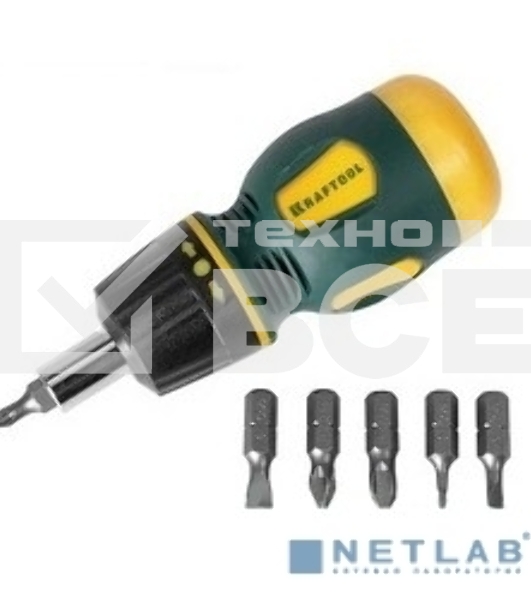 Набор KRAFTOOL 26190-H7 отвертка реверсивная с битами SL3/5/6мм PH1/2/3 7шт