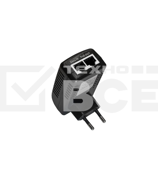 PoE-инжектор Fast Ethernet на 1 порт. Совместим с оборудованием PoE IEEE 802.3af. Мощность PoE на порт - до 15.4W. Напряжение PoE - 50V(конт. 4,5(+); 7,8(-)). Порты: вх. - 1 x RJ45(10/100 Base-T), вых. 1 x RJ45(10/100 Base-T, PoE, 50V). Питание: AC100-240