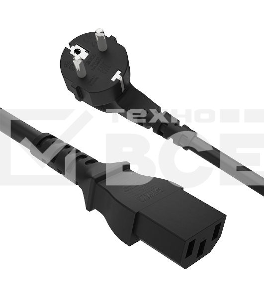 Кабель питания Greenconnect GCR-54377 PROF 2.0m, Евровилка угловая - С13, 3*1,0 мм, черный