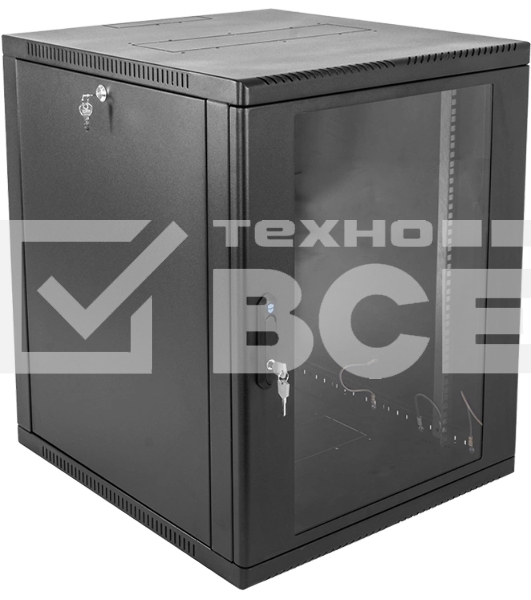 Шкаф ЦМО телекоммуникационный настенный сварной 12U (600  350) съёмные стенки, дверь стекло, чёрный