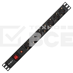 Блок розеток горизонтальный ExeGate ServerPro PDU-19H702 Al-7S-C14-SW-O, 19', 1U, Алюминий, 7 Schuko, С14, защита от перегрузки, черный, фото8