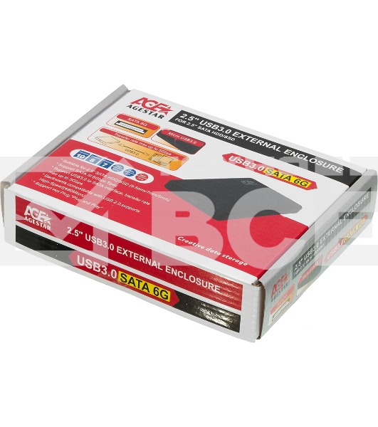 Внешний корпус для HDD AgeStar 3UB2P2 SATA III пластик черный 2.5