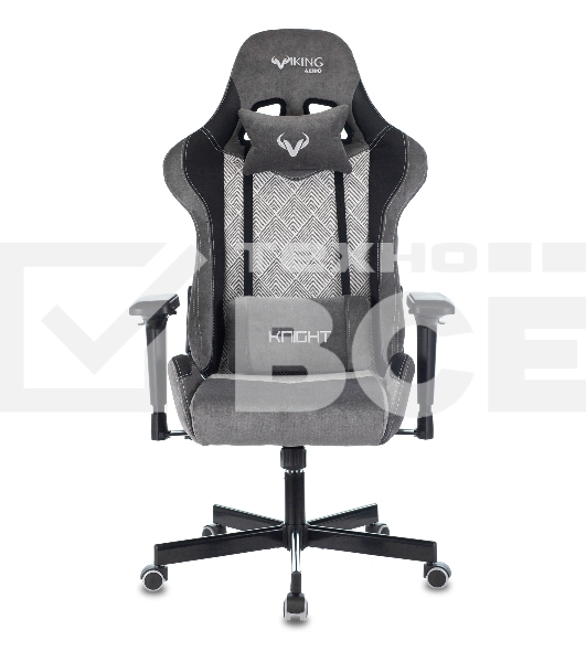Кресло игровое Zombie VIKING 7 KNIGHT Fabric серый Loft ромбик текстиль/эко.кожа с подголов. крестовина металл