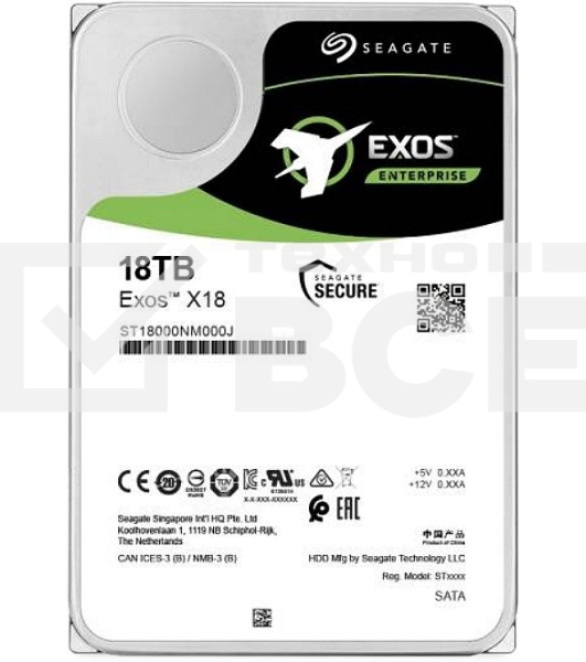 Жесткий диск Seagate Original SATA-III 18Tb ST18000NM000J Exos X18 512E (7200rpm) 256Mb 3.5