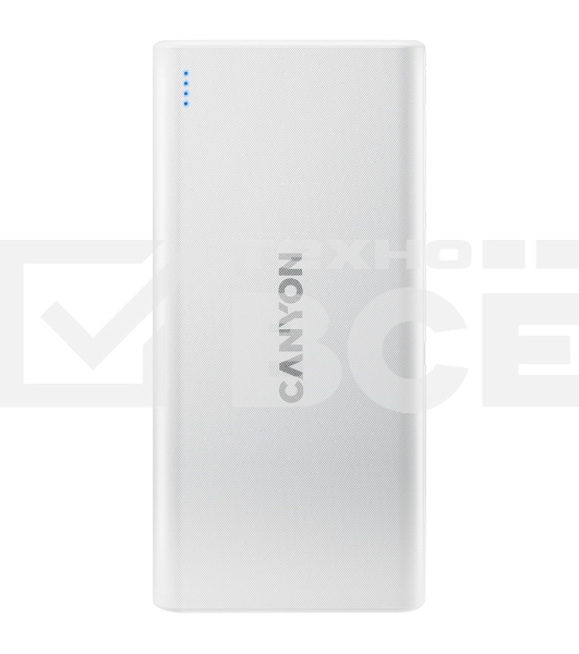 Портативный аккумулятор CANYON PB-106 Power bank 10000mAh Li-poly battery, Input 5V/2A, Output 5V/2.1A(Max), USB cable length 0.3m, 140*68*16mm, 0.24Kg, White