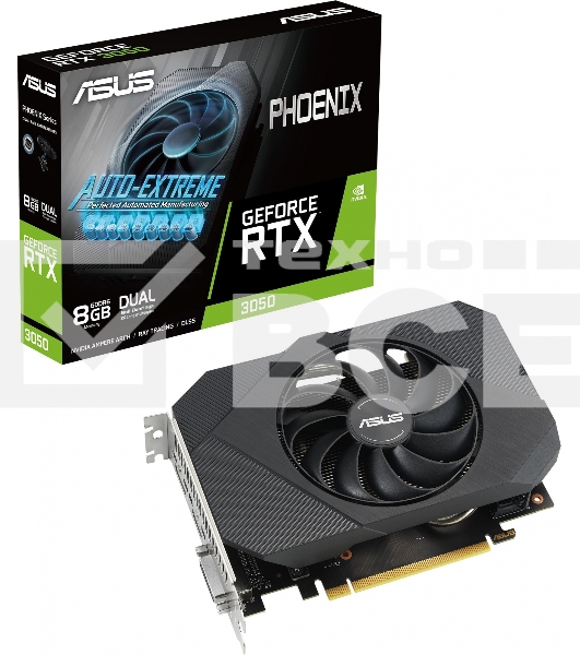 Видеокарта Asus PH-RTX3050-8G-V2  PCI-E 4.0 128 GDDR6 1777/14000 1xDVI-D 1xHDMI 1xDP HDCP Ret