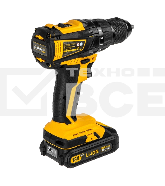 Дрель-шуруповерт аккумуляторная Denzel BLDL-IB-18-02, 18В, 2 АКБ, Кейс