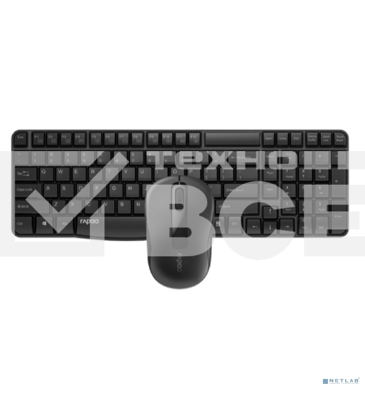 Клавиатура + мышь Rapoo X1800S клав:черный мышь:черный USB беспроводная