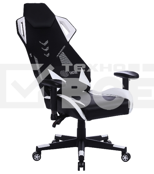 Кресло игровое Cactus CS-CHR-090BLW черный/белый, сиденье черный/белый, эко.кожа, крестовина пластик, пластик черный/белый
