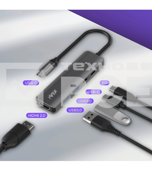 Док-станция HIPER Docking station USB-C HUB 5in1 HP-DS5-03