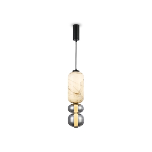 Подвесной светодиодный светильник Ambrella light LH11033 BK/MG/SM черный/мраморно-серый/дымчатый 18W 3000K D150*1900