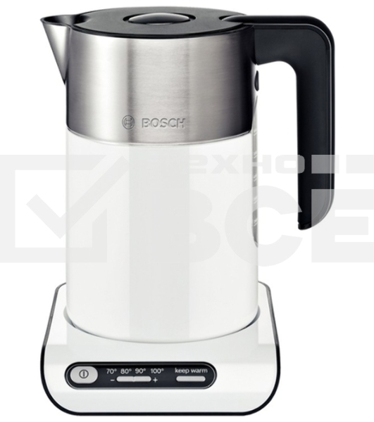 Чайник электрический Bosch TWK8611P 1.5л. 2400Вт белый/серебристый (корпус: нержавеющая сталь)