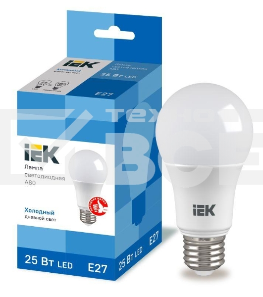 Лампа LED A80 шар 25Вт 230В 6500К E27 Iek LLE-A80-25-230-65-E27