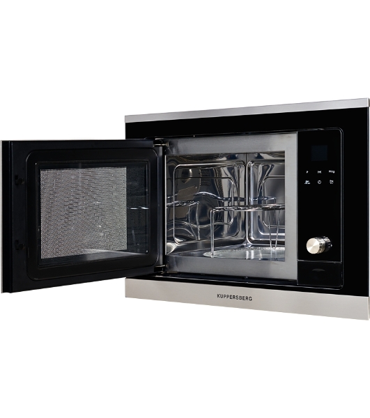Встраиваемая микроволновая печь Kuppersberg HMW 655 X / электронное управление, мощность микроволновой печи 800 Вт, мощность  кварцевого гриля 1000 Вт, 5 уровней мощности, функция кварцевый гриль, функция автоматического разморажив, функция ручного размораживания, многофункциональный таймер, часы, внутренняя поверхность из нержавеющстали, блокировка от детей, объем микроволновой печи: 18 л