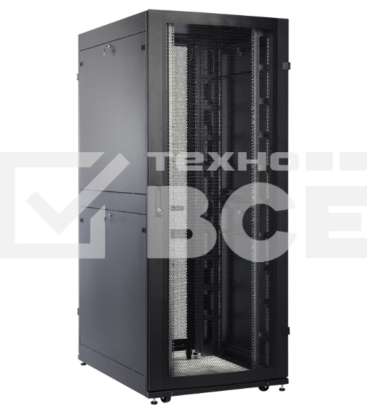 Шкаф серверный ПРОФ напольный 42U (800x1000) дверь перфор., задние двойные перфор., черный, в сборе