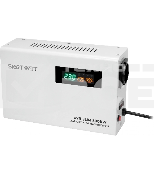 Настенный стабилизатор напряжения SMARTWATT AVR SLIM 500RW (100W - 260W, 500VA, 0.5 кВт, 50 Гц, розеток — 1, LED-диспле