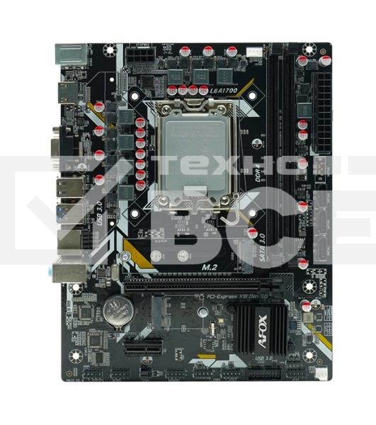 Материнская плата AFOX IH610D4-MA5-V4, LGA 1700, Intel H610, 2xDDR4, 3xSATA, 1xM.2, 1xPCIe 4.0 x16, 1xPCIe x1, 1xminiPCIe, 1xHDMI, 1xD-Sub, 1x 1Gb LAN, 2xUSB-A 2.0, 2xUSB-A 3.2 Gen 1, 3x3.5 мм, 5.1, microATX