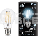 Лампа Gauss Filament А60 12W 1250lm 4100К Е27 LED 1/10/40, фото2