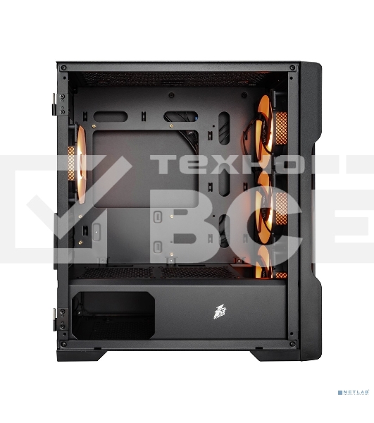 Компьютерный корпус 1STPLAYER TRILOBITE T3 Black / mATX, TG / 4x 120mm LED fans inc. / T3-BK-4F1