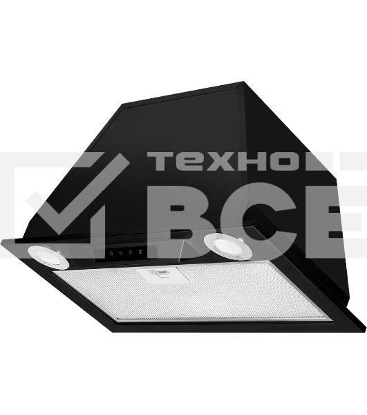 Вытяжка встраиваемая Kuppersberg INLINEA 52 Black, ширина 52 см, отвод/рециркуляция, 850 м3/час, электронное сенсорное управление, таймер, пульт ДУ, 3 скорости, светодиодное освещение 2х3,5 Вт, металлический жироулавливающий фильтр, угольный фильтр С6С (о