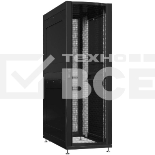 Шкаф серверный Powercom PSR4286-10201-BL напольный 42U 600x800мм пер.дв.перфор. задн.дв.перфор.2-хст. 800кг черный 100кг 2000мм IP20 сталь