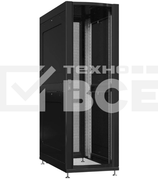 Шкаф серверный Powercom PSR4286-10201-BL напольный 42U 600x800мм пер.дв.перфор. задн.дв.перфор.2-хст. 800кг черный 100кг 2000мм IP20 сталь