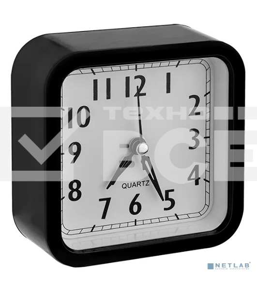 Часы-будильник Perfeo Quartz 'PF-TC-019', квадратные 10*10 см, черные