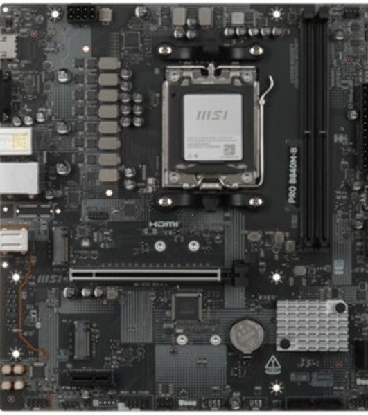 Материнская плата MSI PRO B840M-B, AM5, AMD B840, 2xDDR5, 4xSATA, 2xM.2, 1xPCIe 4.0 x16, 1xPCIe 3.0 x1, 1xHDMI, 1xVGA, 1x2.5Gb LAN, 4xUSB-A 5Gbps, 2xUSB-A 2.0, 3x3.5 мм, 7.1, mATX