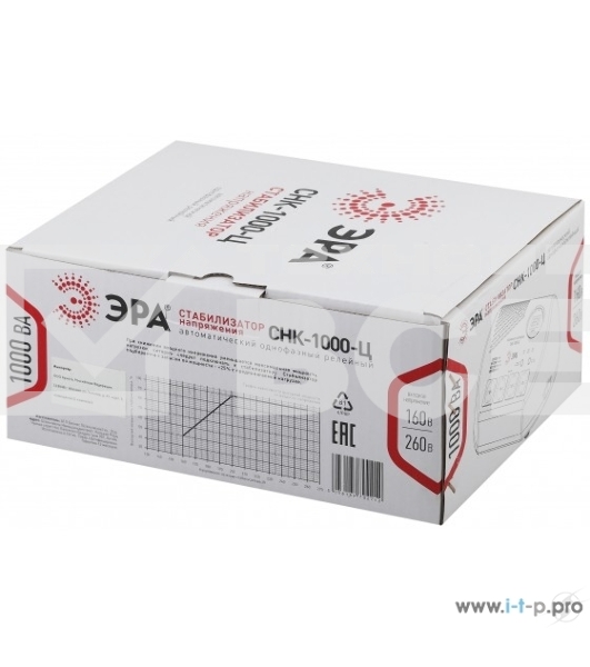 Стабилизатор напряжения ЭРА СНК-1000-Ц,черный б0031072